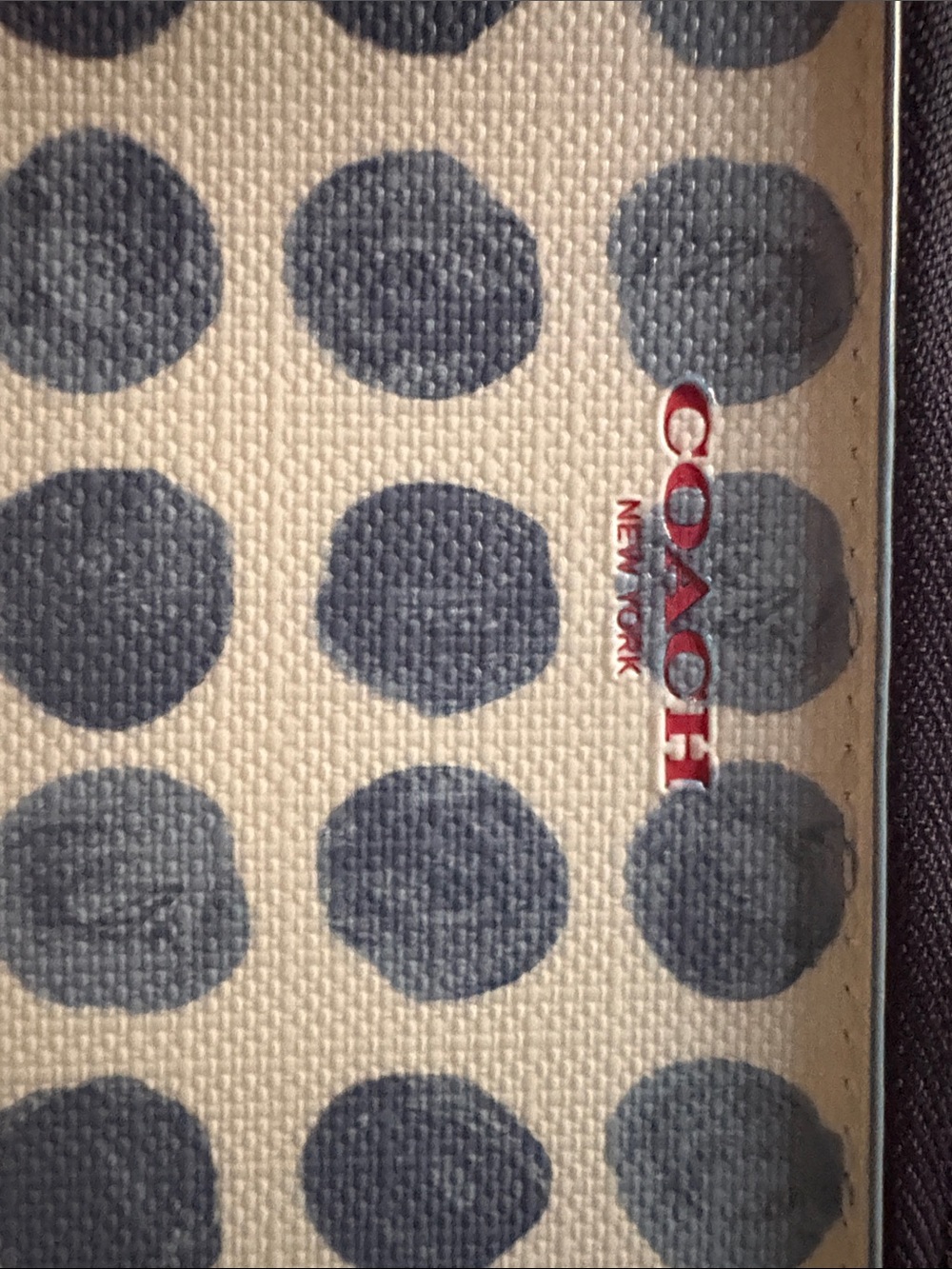 Coach Polka Dot Zip Wristlet - Navy and Cream - Picture 2 of 5